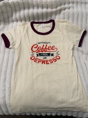 Next Level Apparel Cream Tee with Burgundy Trim